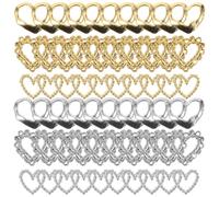 NULYLU Lot de 60 Breloques Mignonnes pour Manucure en Alliage de Zinc Forme Cœur Décoration Ongles Adaptée pour Faux Ongles pour Fête D'anniversaire ou Mariage