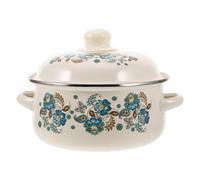NULYLU Marmite en Émail Petite Taille 2 L avec Motif Floral, Cocotte Multifonction en Acier Émaillé, Casserole à Soupe Résistante la Corrosion pour Cuisson Homogène Cuisine Maison
