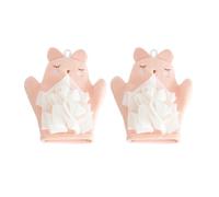 NULYLU Moufles de Exfoliants pour Garçon et Filles 2 Pièces Double Face en Coton et Pe Corde Suspendre, Séchage Rapide et Économie de Gel