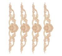 NULYLU Moulures Décoratives en Bois de Caoutchouc Beige 4 Pièces pour Décoration de Chambre, Appliques Pratiques et Fines pour Armoires et Lits
