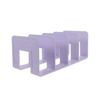 NULYLU Organisateur de Livres Violet 4 Compartiments en Plastique 180g, Serrage-Livres Lourd Séparation Stable pour Bureau et École, Support Rangement Étagère Multifonction, Organiseur