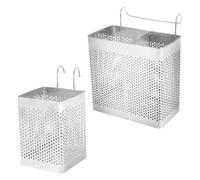 NULYLU Organisateur D'ustensiles Cuisine 2 Pcs en Acier Inoxydable Argenté , Support à Suspendre Grille Simple et Double pour Table à Manger et Plan de Travail