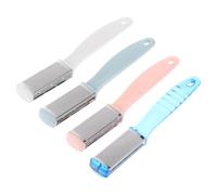 NULYLU Outil de Pédicure en Acier Inoxydable pour Polir et Enlever Callosités, Lot de 4pcs Poignée Plastique, Soin des Pieds et Pratique Couleur Couleur Aléatoire Plusieurs styles