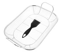 NULYLU Panier à Griller en Acier Inoxydable Poignée Facile à Saisir, Grosse Capacité, pour Barbecue de Camping et Cuisson en Plein Air