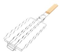 NULYLU Panier de Barbecue en Acier Inoxydable Argenté Résistant au Feu et Robuste pour Saucisses et Steaks, pour Barbecue Extérieur et Cuisson Pratique