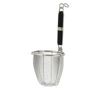 NULYLU Panier Égouttoir à Nouilles 14 CM, Passoire Tamis Manuel Poignée Noire Renforcée, Ustensile Cuisine pour Cuisson et Égouttage de Raviolis à Domicile