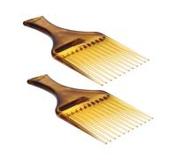 NULYLU Peigne Afro Marron en Plastique Dents Larges pour Coiffure, Design Simple et Élégant, Lot de 2 Pièces pour Styliser et Démêler Cheveux Afro
