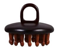 NULYLU Peigne de Massage Cuir Chevelu en Bois Marron, Forme Disque Unique, Masseur Cheveux Multifonction pour Soin et Stimulation Capillaire Quotidienne