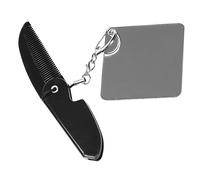 NULYLU Peigne Pliant Pour Hommes Avec Miroir Carré Peigne De Voyage Compact Et Léger Pour Barbe Cheveux Accessoire Pratique Avec Porte-clés
