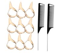 NULYLU Peignes à Tresser avec Outils de Séparation des Cheveux Anneaux de Séparation pour Cheveux Crépus