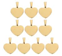 NULYLU Pendentifs Cœur Lot de 10 en Acier Titane Doré pour Bijoux DIY | Accessoires pour Bracelets et Créations Artisanales, Finition Brillante, Format Pratique pour Assemblages
