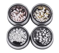 NULYLU Perles pour Nail Art DIY Accessoires de Manucure Imitation Perles 4 Boîtes Décoratives pour Ongles Apparence Attrayante pour Femmes Expertes