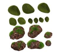 NULYLU Pierres Décoratives Imitation Mousse Artificielle 14 Pièces Verts pour Décoration Murale Végétale, Ornement Paysager Intérieur et Extérieur, Kit Création DIY pour Jardin