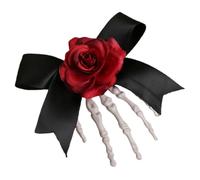 NULYLU Pince à Cheveux Halloween pour Femmes avec Rose Élégante Main Squelette Fantôme et Nœud Accessoire de Coiffure Festif pour Cosplay et Soirées à Thème