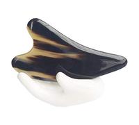 NULYLU Planche de Raclage Multifonctionnelle en Corne Naturelle Noire 11 Cm pour Massage Visage et Soin Peau, Outil les Éraflures et Points de Déclenchement