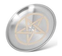 NULYLU Plateau Rond Pentagramme Argenté en Fer pour Bougies Chauffe-Plat | Surface Lisse Polie, Usage Maison et Occasions Spéciales, Motifs Uniques