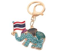 NULYLU Porte-clés Éléphant en Alliage avec Strass et Pendentif Drapeau National Thaïlandais, Symbole Amulette Unique pour Paquet à Main ou Paquet à Dos, pour Voyage