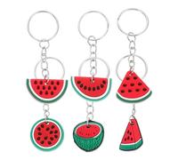 NULYLU Porte-Clés Pastèque Lot de 6 Pendentifs en PVC Forme Fruit pour Accessoires Suspendus Lors D’Événements et Usage Quotidien