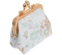 NULYLU Portefeuille Vintage en Brocart Vert avec Broderie Élégante, Design à Main avec Bandoulière Fausse, pour Mariage et Soirée Raffinée
