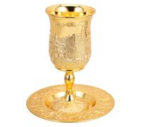 NULYLU Set en Alliage de Zinc Or Coupe de Vin de Shabbat de 1 avec Design Convivial Boon Snug, pour Repas de Shabbat et Fêtes Juives