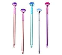 NULYLU Stylo à Recharge Noire Diamant 5pcs pour Écriture Fluide en Plastique Portable, Design Créatif pour Étudiants et Peinture Couleur Aléatoire