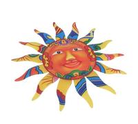 NULYLU Sun Face Decorative Wall Pendant, Iron Garden Ornament, Rustproof Metal Craft, Yellow Wall Decor for Room and Hotel