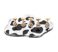 NULYLU Support D'entraînement pour Manucure en Acrylique, Base Porte-ongles Motif Vachette, Couleur Dorée, Lot de 5 Pièces, Outil Nail Art pour Formation et Présentation en Salon