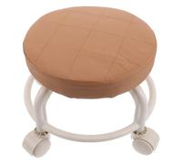 NULYLU Tabouret Roulant Pivotant à 360° en Similicuir Marron, Siège Bas avec roulettes Universelles, Repose-Pieds Intégré, Tabouret Mobile Polyvalent pour Spa, Salon de Manucure
