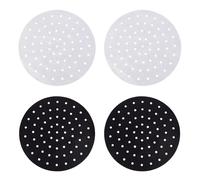 NULYLU Tapis pour Friteuse à Air Chaud en Plastique Blanc, Surface Lisse Antiadhésive, Lot de 4pcs Réutilisables pour Cuisson de Dim Sum et Dumplings