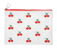 NULYLU Trousse de Toilette en Tissu Motif Cerise Brodé, Petite Pochette Zippée Portable et Organisateur pour Usage Quotidien ou Promenade Détente