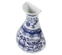 NULYLU Vase Mural Demi-Forme en Céramique Bleu et Blanc Style Vintage Rétro Chinois pour Décoration D'entrée et Petits Appartements Affichage Floral Polyvalent