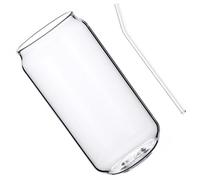 NULYLU Verre à Eau Résistant la Chaleur 500 Ml avec Paille en Verre Transparent, Tasse à Café Simple et Gobelet à Jus pour Boissons Froides et Chaudes, Usage Domestique et Bar