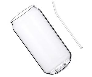 NULYLU Verre à Eau Résistant la Chaleur 500 Ml avec Paille en Verre Transparent, Tasse à Café Simple et Gobelet à Jus pour Boissons Froides et Chaudes, Usage Domestique et Bar