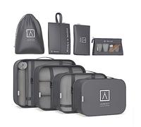 NUMADA - 8 Set de Organiseurs de Bagage pour Voyage Midweek A80 Imperméable avec Sac à Chaussures. Packing Cubes avec Maille Transparente et Double Fermeture Éclair | Économies d'espace | Gris