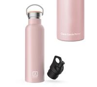 NUMADA-Bouteille personnalisée avec nom 600 ml en acier inoxydable étanche avec revêtement en céramique, froid 24H et chaleur 12H | Sans BPA| Comprend 2 bouchons (1 Sport)/sac de transport (Rose)