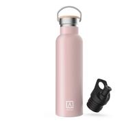 NUMADA - Bouteilles Thermiques en Acier Inoxydable 600ml étanche en Acier Inoxydable avec revêtement céramique, 24H Froid et 12H Chaud | sans BPA | 2 Bouchons (1 Sport)/Sac de Transport (Rose)