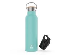 NUMADA - Bouteilles thermiques en acier inoxydable 600ml étanche en acier inoxydable avec revêtement céramique, 24H froid et 12H chaud | Sans BPA | 2 bouchons (1 sport)/Sac de transport (Vert)