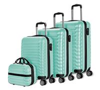 NUMADA - Lot de 4 Valises (53/63/75cm) et Trousse de Toilette Vert Menthe Poivrée, ABS, Rigide, Résistant, 4 Doubles Roues, Léger, Serrure à Combinaison latérale