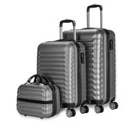 NUMADA - Lot de Valises Cabine de Voyage Gris, Moyenne (53/63cm) et Trousse de Toilette. Rigides 4 Roues, ABS, Robustes, Durables et Légères. Serrure à Combinaison