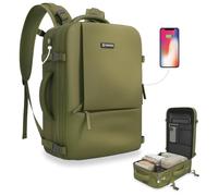 NUMADA - Sac 40x20x25 Ryanair et Easyjet (20L) avec Compartiment à Chaussures et Poche pour Ordinateur 15". Sac à Dos Travail Résistant Aux Éclaboussures, Grande capacité et Plusieurs Poches | Vert