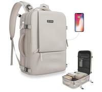 NUMADA - Sac 40x20x25 Ryanair et Easyjet (20L) avec Compartiment à Chaussures et poche pour Ordinateur 15". Sac à Dos Travail Résistant Aux Éclaboussures, Grande capacité et plusieurs poches | Beig