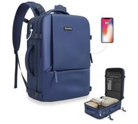 NUMADA - Sac 40x20x25 Ryanair et Easyjet (20L) avec Compartiment à Chaussures et poche pour Ordinateur 15". Sac à Dos Travail Résistant Aux Éclaboussures, Grande capacité et plusieurs poches | Bleu