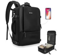 NUMADA - Sac 40x20x25 Ryanair et Easyjet (20L) avec Compartiment à Chaussures et poche pour Ordinateur 15". Sac à Dos Travail Résistant Aux Éclaboussures, Grande capacité et plusieurs poches | Noir