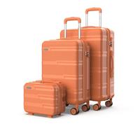 NUMADA - Set Valise 3 Pièces Upfly T10 ABS. Valise Cabine 55x40x20, Valise Moyenne 66x44x26 et Vanity Case Rigide. Sets de Bagages Sûr et Résistant | Orange