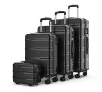 NUMADA - Set Valise 4 Pièces Upfly T10 ABS. Valise Cabine 55x40x20, Valise Moyenne 60L, Valise Grande Taille 78L et Vanity Case Rigide. Sets de Bagages Sûr et Résistant | Noir