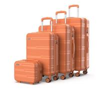 NUMADA - Set Valise 4 Pièces Upfly T10 ABS. Valise Cabine 55x40x20, Valise Moyenne 60L, Valise Grande Taille 78L et Vanity Case Rigide. Sets de Bagages Sûr et Résistant | Orange