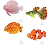 NUMAMA Lot de 4 Poissons artificiels pour décoration d'aquarium colorée
