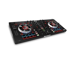 Numark Mixtrack Platinum - Contrôleur DJ 4 Voies, LCD, Jog Wheels Tactiles en Métal 5"", Barre Tactile, Interface Audio 24-bit, Serato DJ Lite et Remix ToolKit Prime Loops Inclus