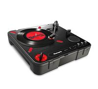Numark PT01 Scratch Platine Vinyle Portable pour DJ avec Switch Remplaçable, Enceinte Intégrée, Alimentation sur Piles ou Secteur, 3 Vitesses, Connectivité USB
