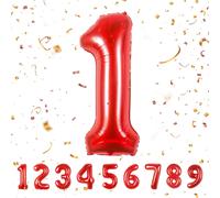 Number 1 Birthday Balloon, Red Number 1, 40 Inches \ 101 Cm Giant Helium Balloons Xxl Inflatable Balloons, Number Balloon Birthday Decoration Flights With Helium